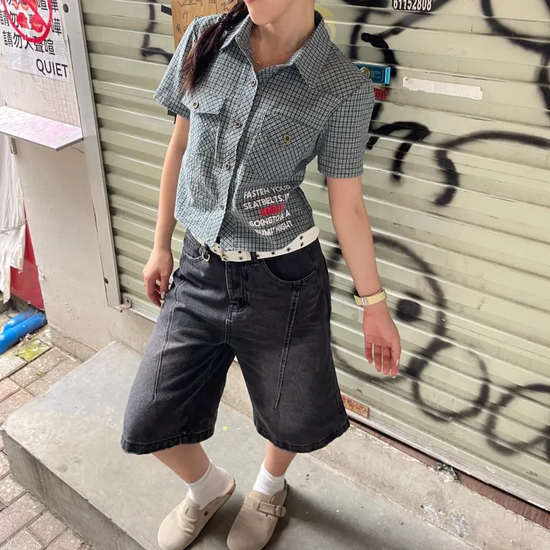 HLPT Denim Shorts Unisex Black-3