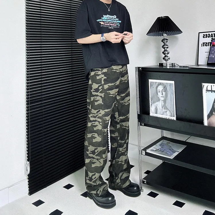 HLPT Cargo Pants Unisex Green Camouflage-3