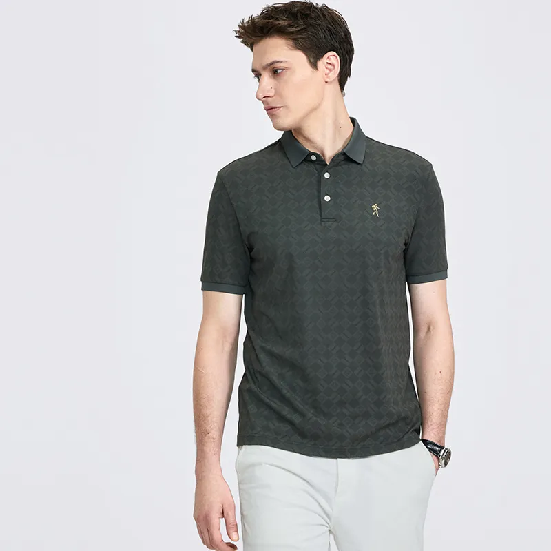 Dance With Wolves Polo Shirt Men's Gray Green-2