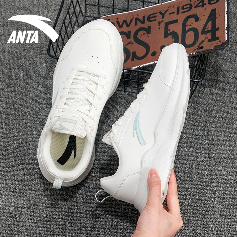 Anta Running Collection Slip Resistant Low Top Casual Running Shoes Men's White-6