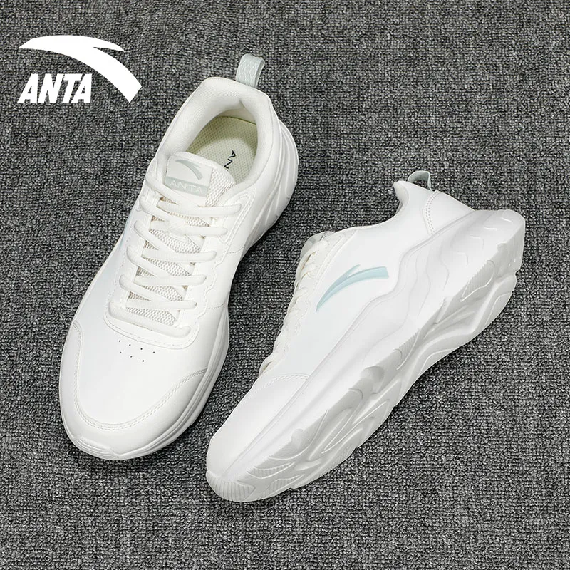 Anta Running Collection Slip Resistant Low Top Casual Running Shoes Men's White-7