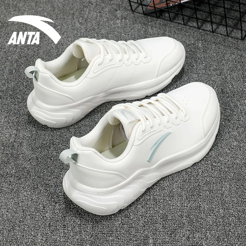 Anta Running Collection Slip Resistant Low Top Casual Running Shoes Men's White-8