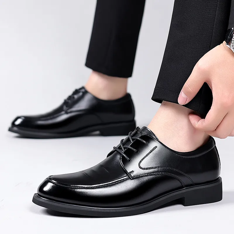 Mulinsen Dress Shoes Men Low Top Black-1
