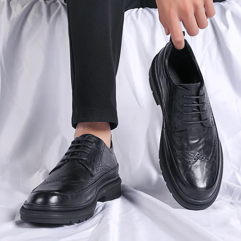 Mulinsen Dress Shoes Men Low Top Black/Tea Brown-3
