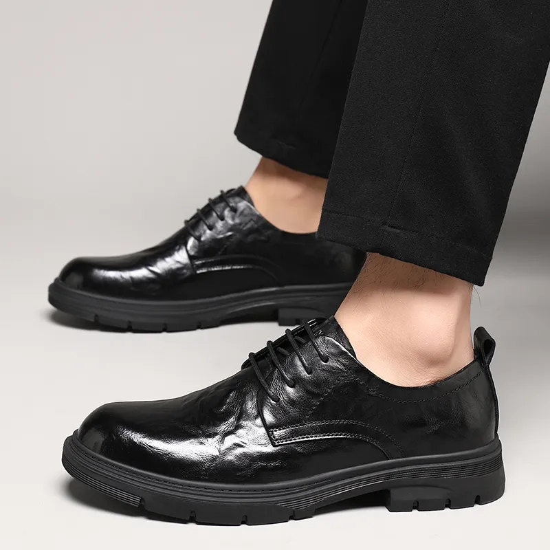 Mulinsen Dress Shoes Men Low Top Black/Dark Brown-2