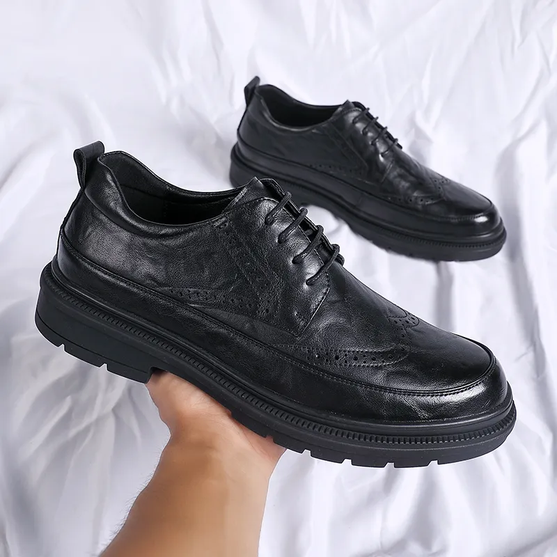 Mulinsen Dress Shoes Men Low Top Black/Tea Brown-4
