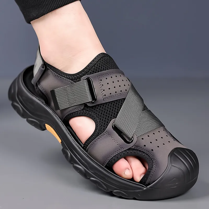 Mulinsen Beach Sandals Men Gray, Brown-6