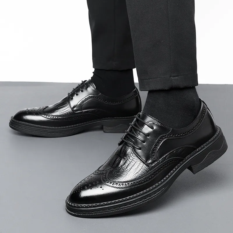 Mulinsen Dress Shoes Men Low Top Black/Tea Brown-2