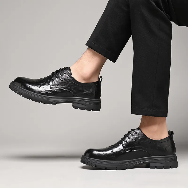 Mulinsen Dress Shoes Men Low Top Black/Dark Brown-3