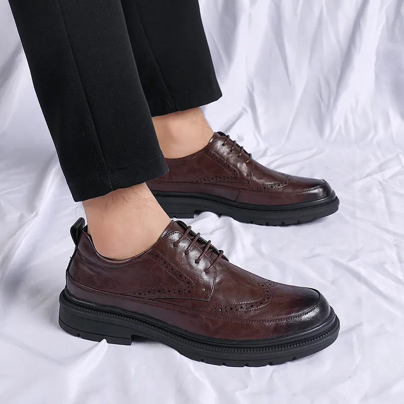 Mulinsen Dress Shoes Men Low Top Black/Tea Brown-8