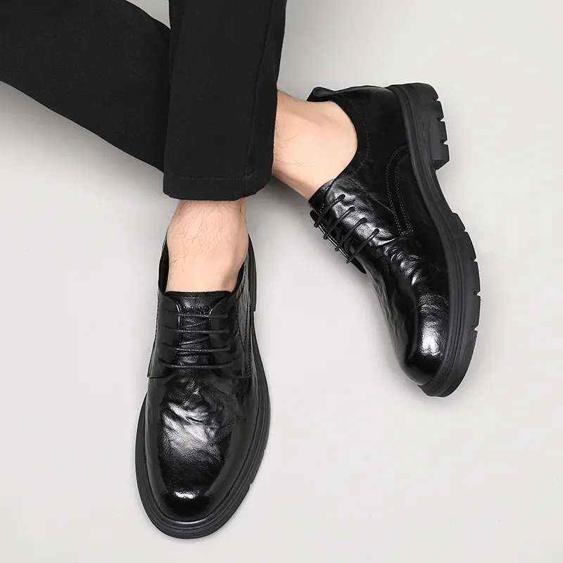 Mulinsen Dress Shoes Men Low Top Black/Dark Brown-4