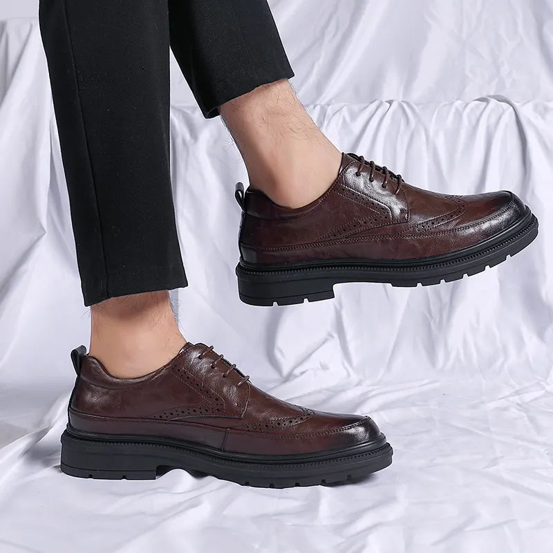 Mulinsen Dress Shoes Men Low Top Black/Tea Brown-7