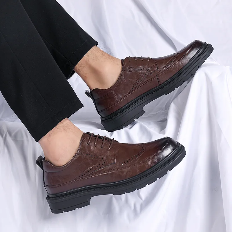 Mulinsen Dress Shoes Men Low Top Black/Tea Brown-11