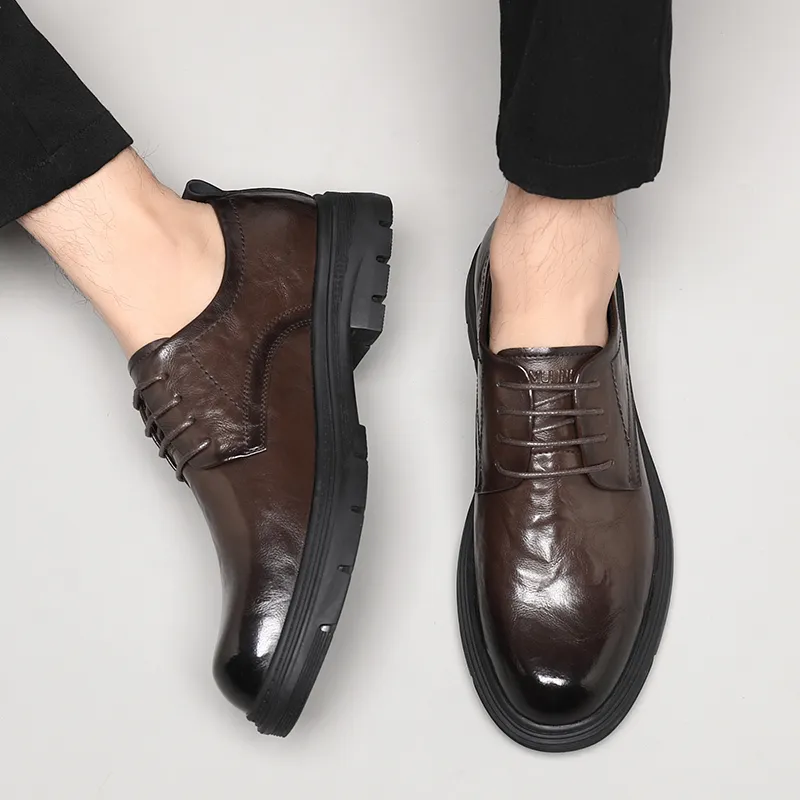 Mulinsen Dress Shoes Men Low Top Black/Dark Brown-9