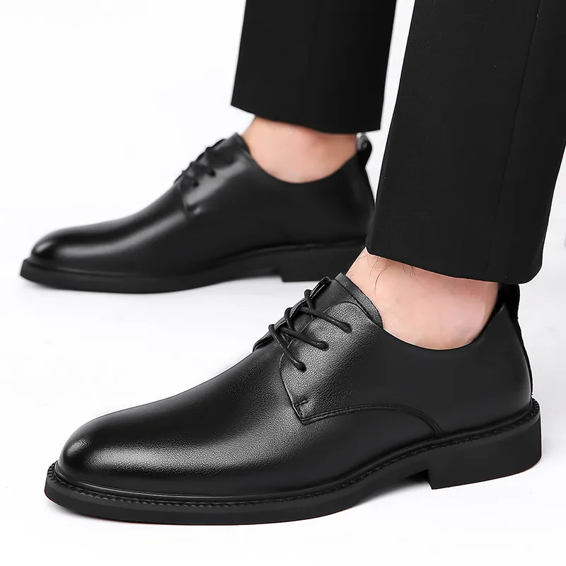 Mulinsen Dress Shoes Men Low Top Black-2