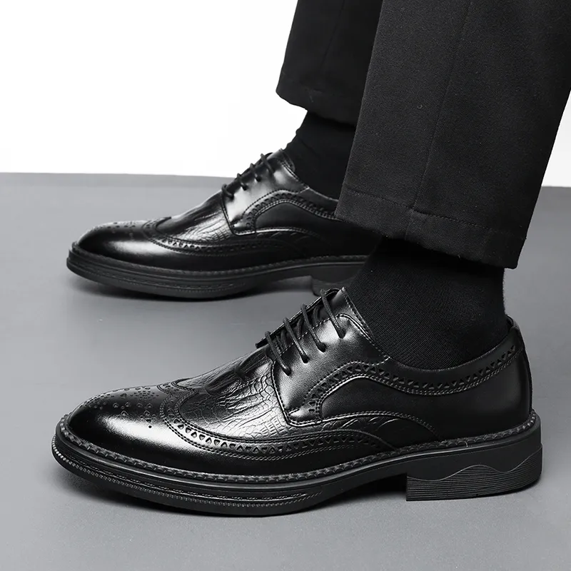 Mulinsen Dress Shoes Men Low Top Black/Tea Brown-4