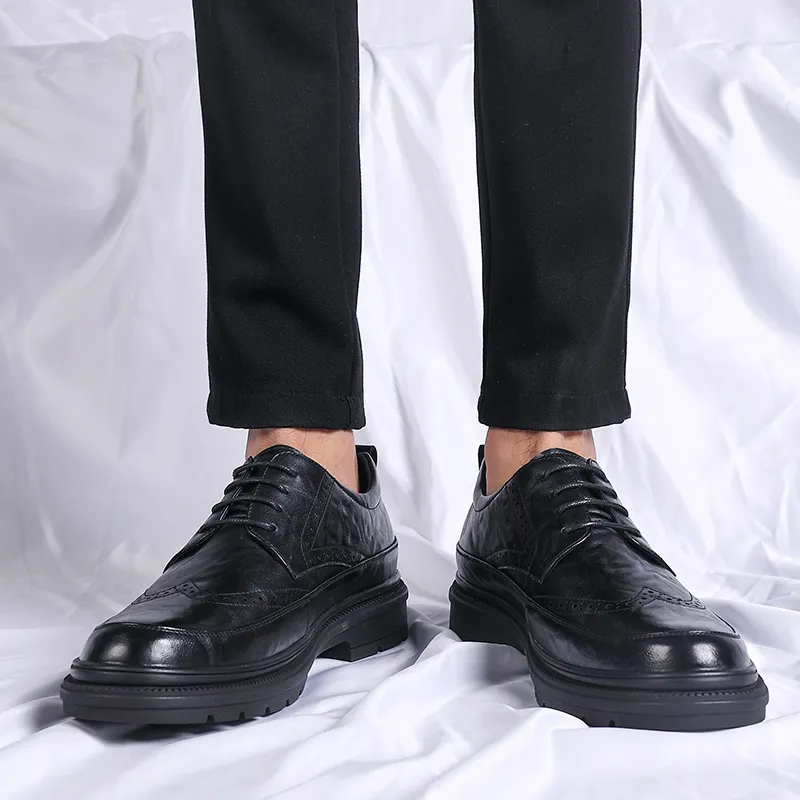 Mulinsen Dress Shoes Men Low Top Black/Tea Brown-2