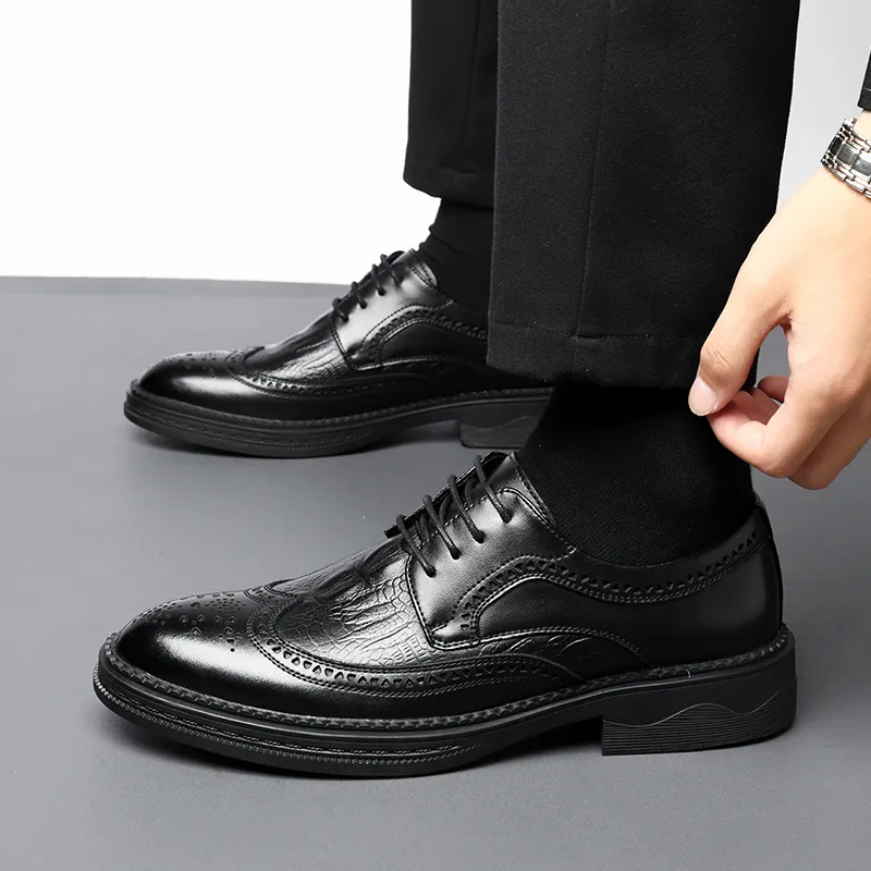 Mulinsen Dress Shoes Men Low Top Black/Tea Brown-6