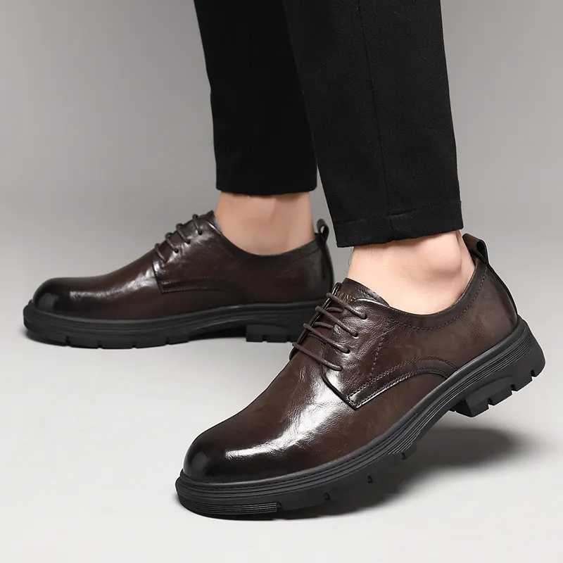 Mulinsen Dress Shoes Men Low Top Black/Dark Brown-8