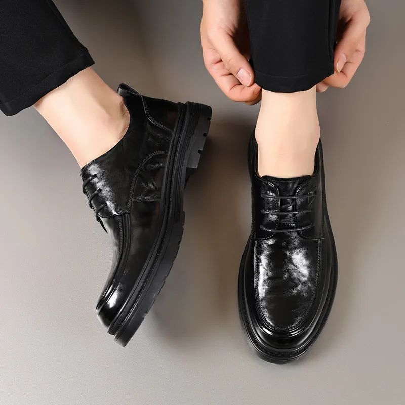 Mulinsen Dress Shoes Men Low Top Black-4