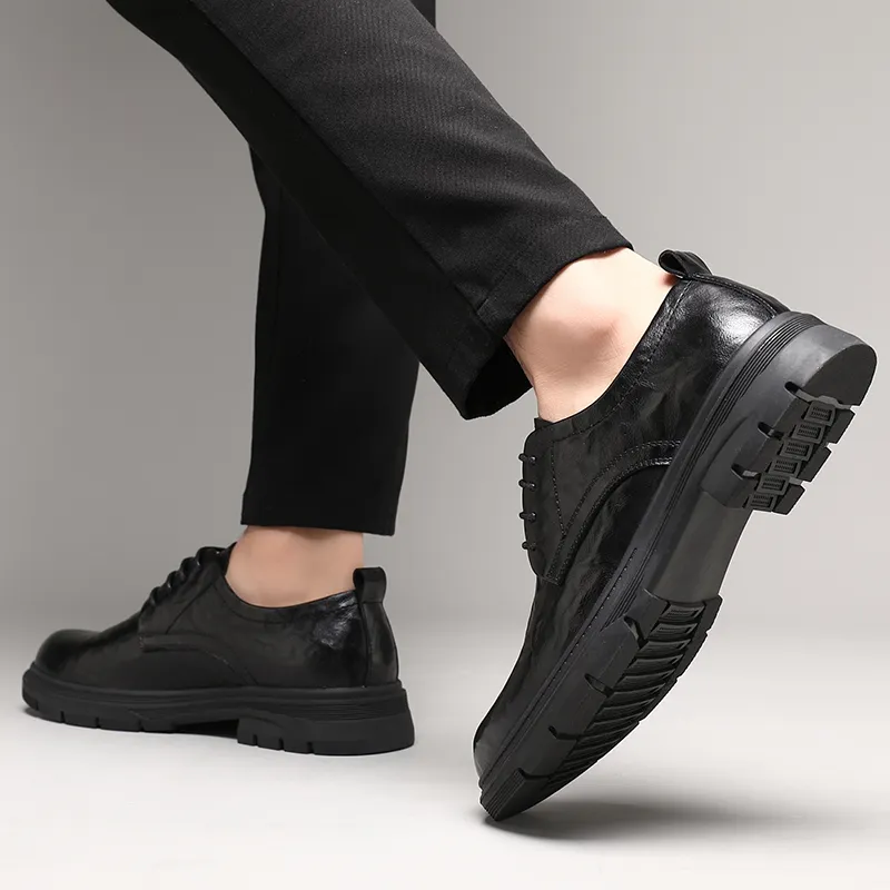 Mulinsen Dress Shoes Men Low Top Black/Dark Brown-5