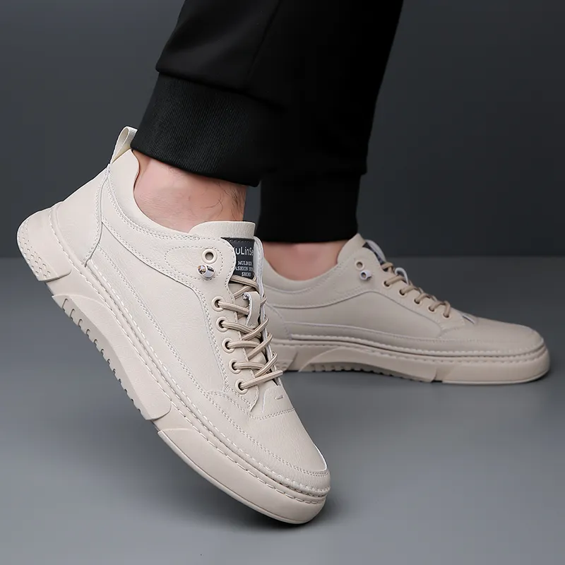 Mulinsen Wear Resistant Low Top Skateboard Shoes Men's Ecru-5
