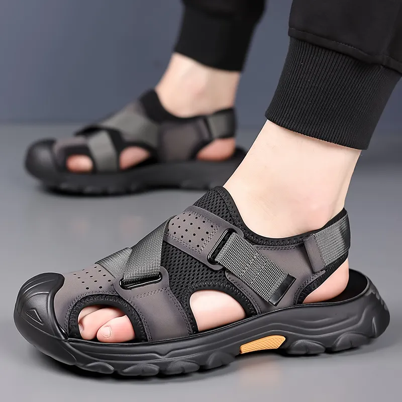 Mulinsen Beach Sandals Men Gray, Brown-4