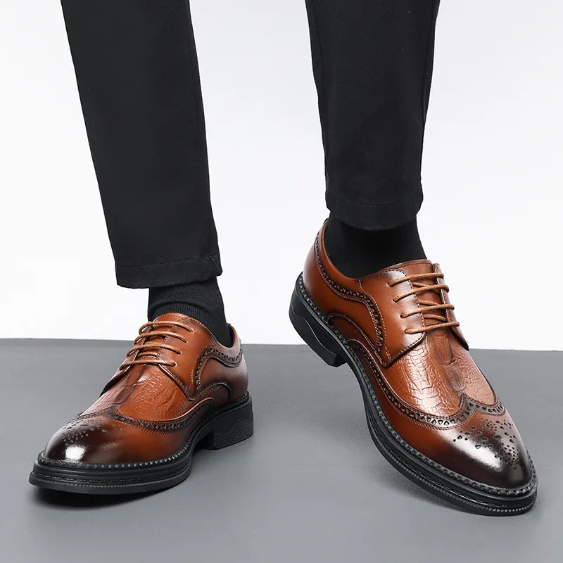Mulinsen Dress Shoes Men Low Top Black/Tea Brown-8