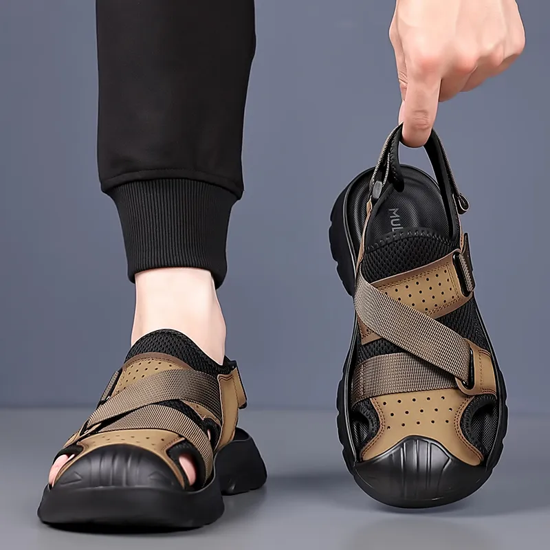 Mulinsen Beach Sandals Men Gray, Brown-15
