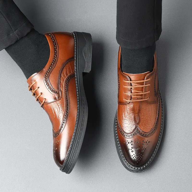 Mulinsen Dress Shoes Men Low Top Black/Tea Brown-12
