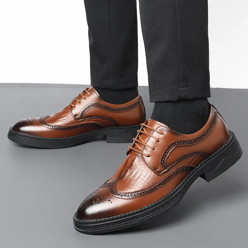 Mulinsen Dress Shoes Men Low Top Black/Tea Brown-9