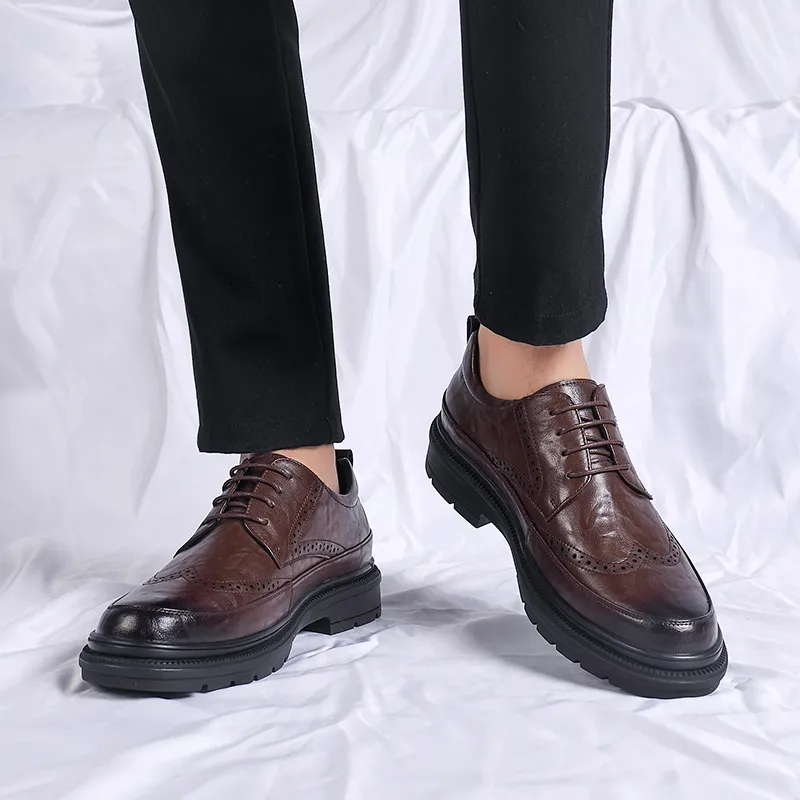 Mulinsen Dress Shoes Men Low Top Black/Tea Brown-9