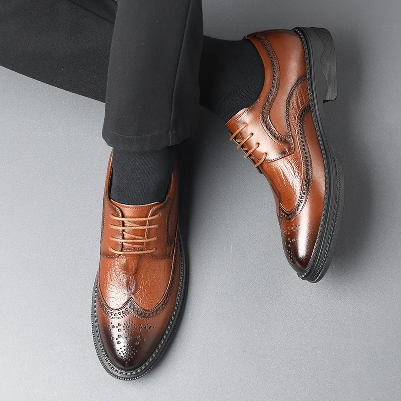 Mulinsen Dress Shoes Men Low Top Black/Tea Brown-13