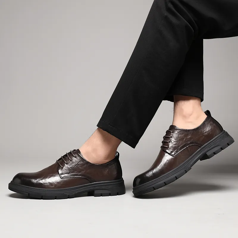 Mulinsen Dress Shoes Men Low Top Black/Dark Brown-11