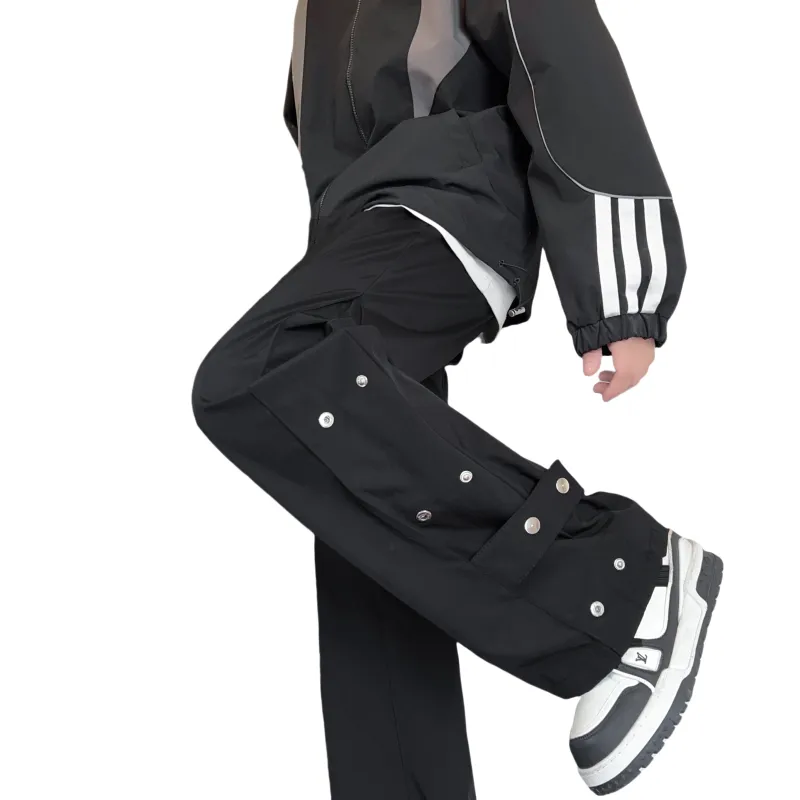 PAINT STAIN Casual Pants Unisex Black-3