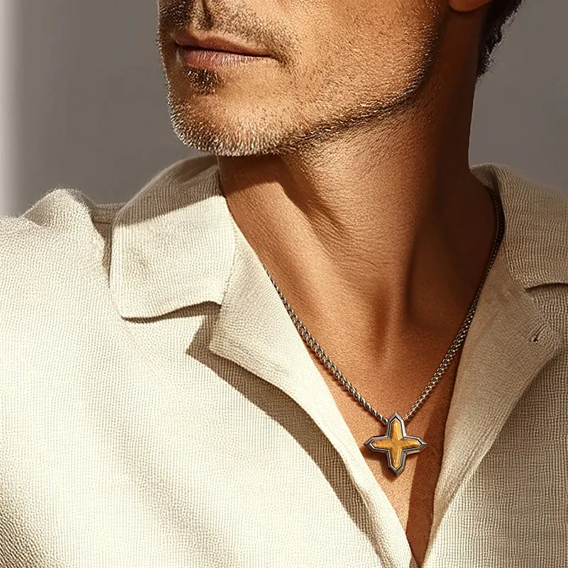 AWNL Natural Tiger's Eye Stone Necklaces Men's-3