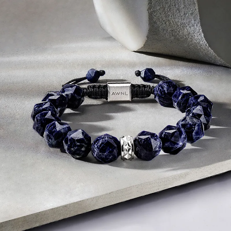 AWNL Brazilian Blue Striped Stone Bracelets Men's-1