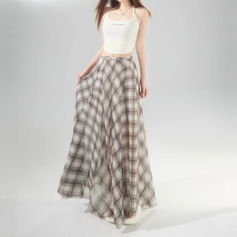 ZAVK Casual Long Skirts Women's [Brown]-3