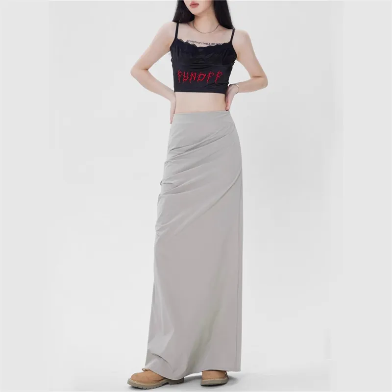 Vine Color Casual Long Skirt Women's-7