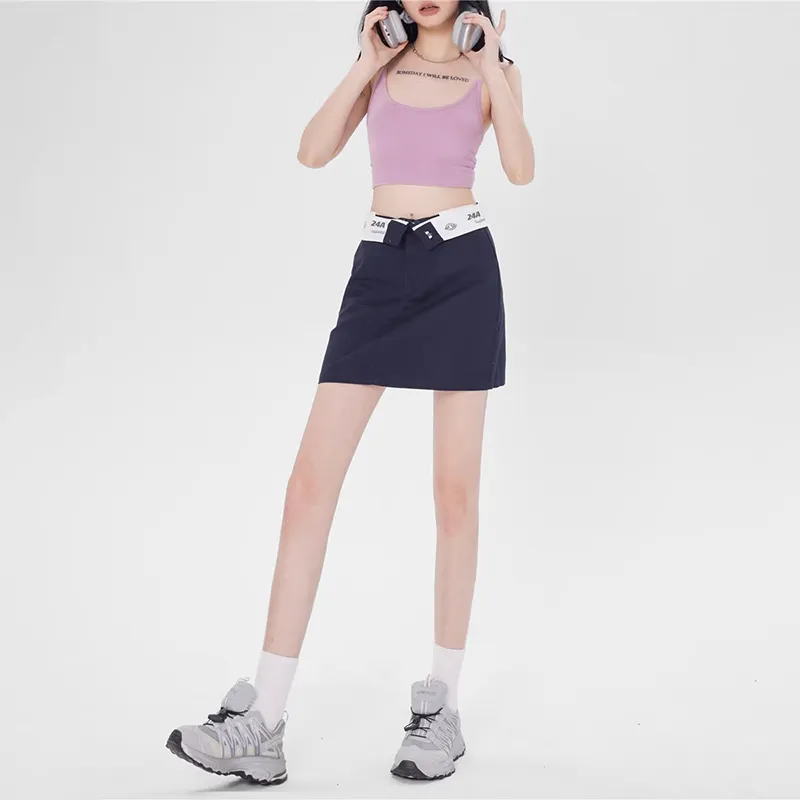 ZAVK Casual Short Skirts Women's Navy Blue-2