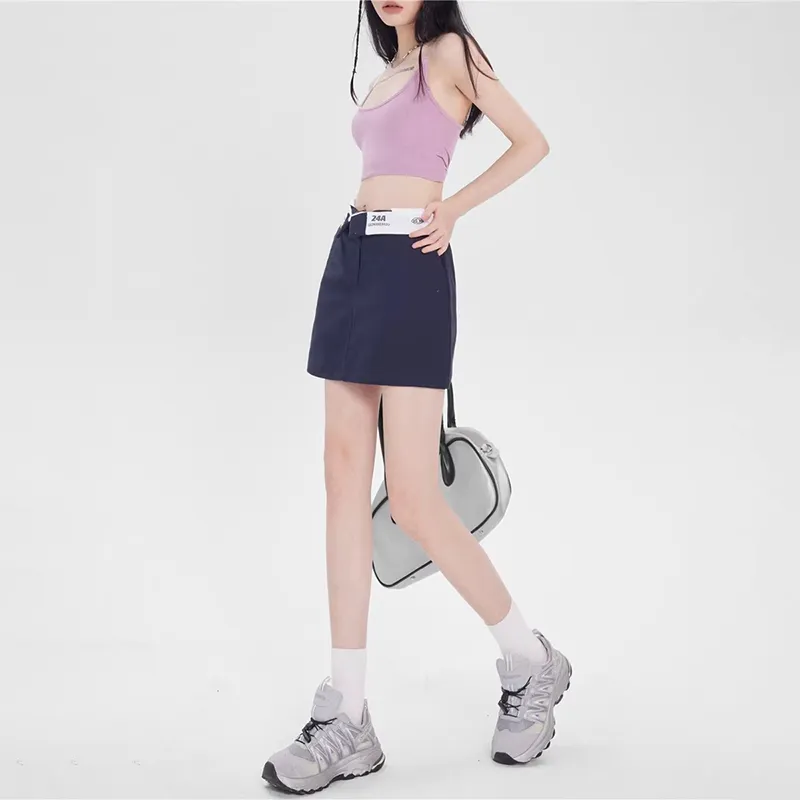 ZAVK Casual Short Skirts Women's Navy Blue-3