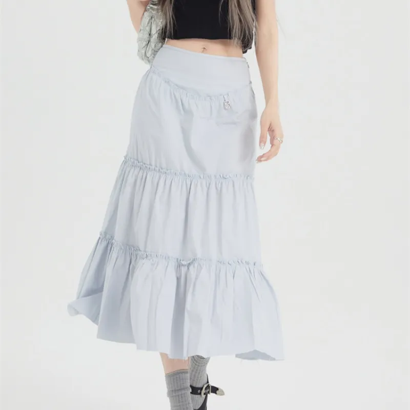 ZAVK Casual Long Skirt Women's Yin Blue-5