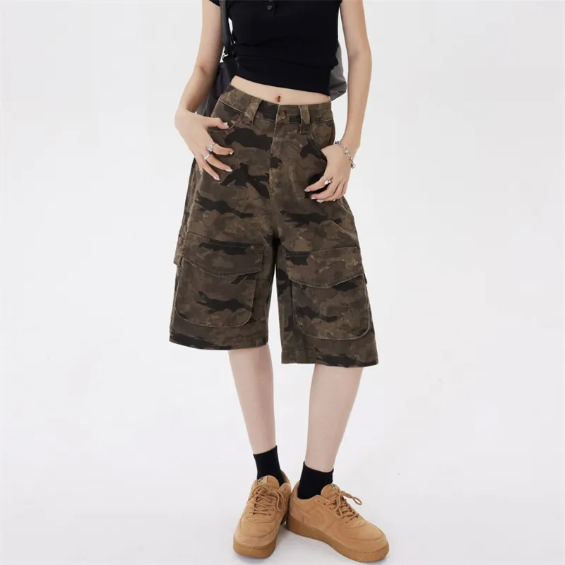 ZAVK Denim Shorts Women's [Camouflage Brown]-2