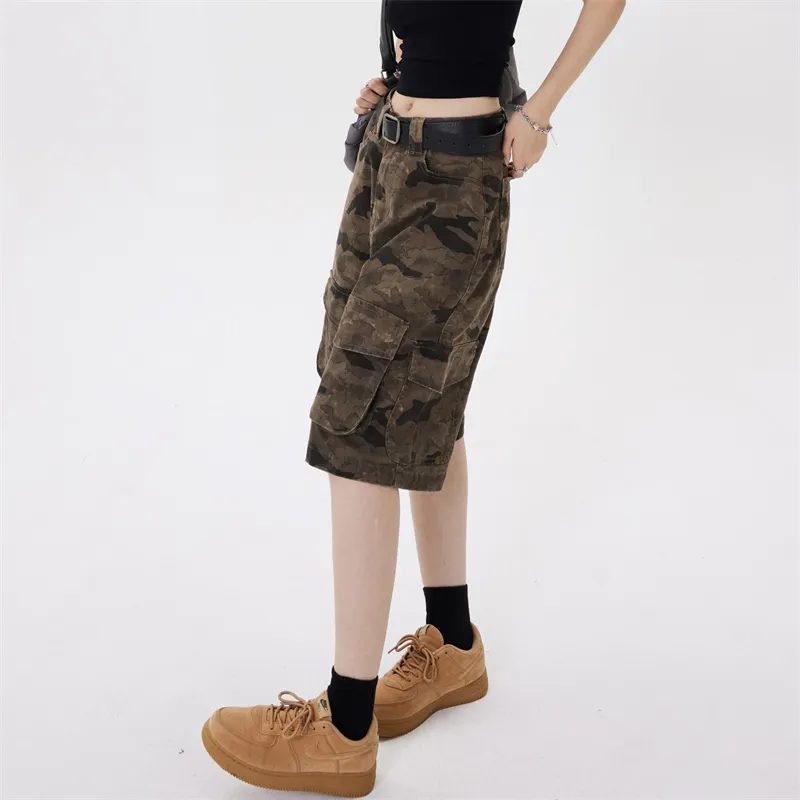 ZAVK Denim Shorts Women's [Camouflage Brown]-4