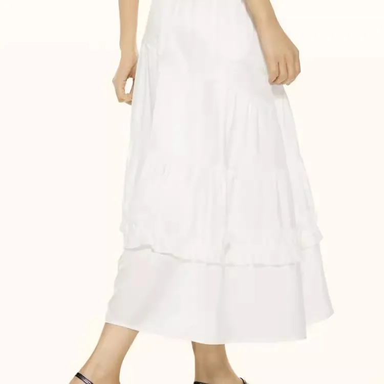 ZAVK Casual Long Skirt Women's White-6