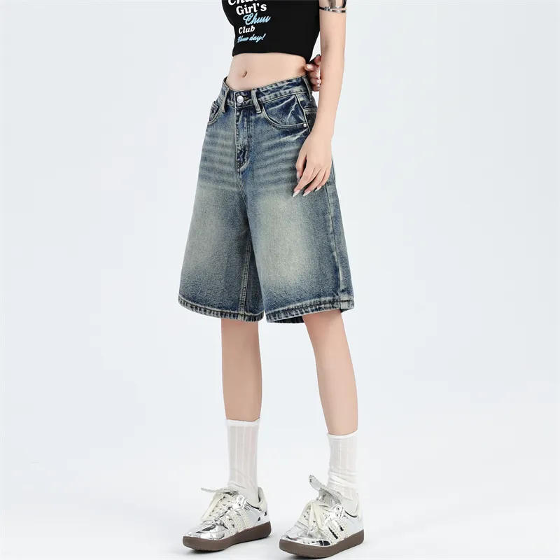 ZAVK Denim Shorts Women's Vintage Blue-4