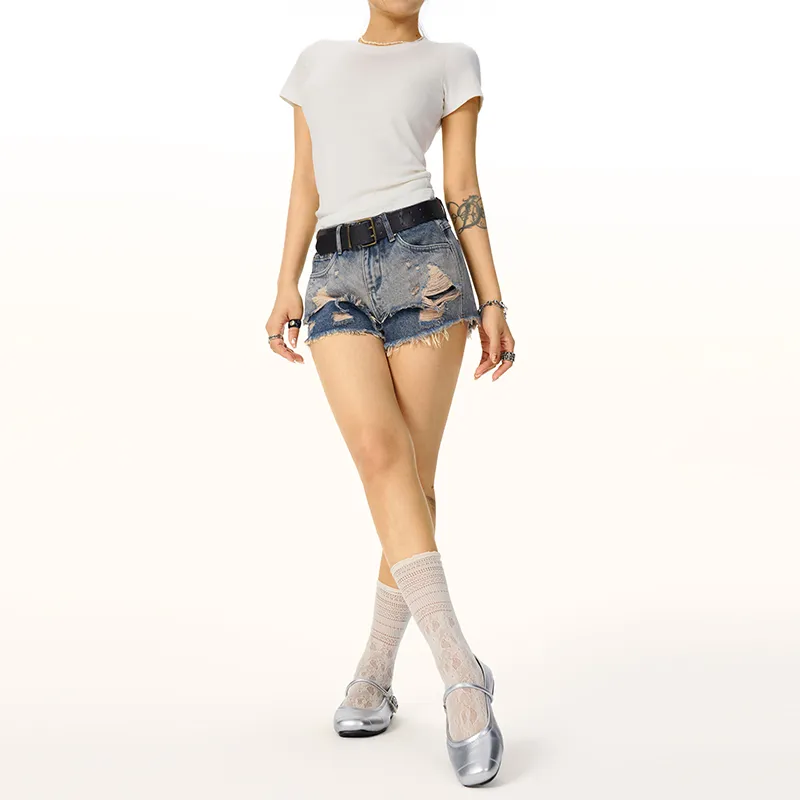 ZAVK Denim Shorts Women's [Vintage Blue]-3