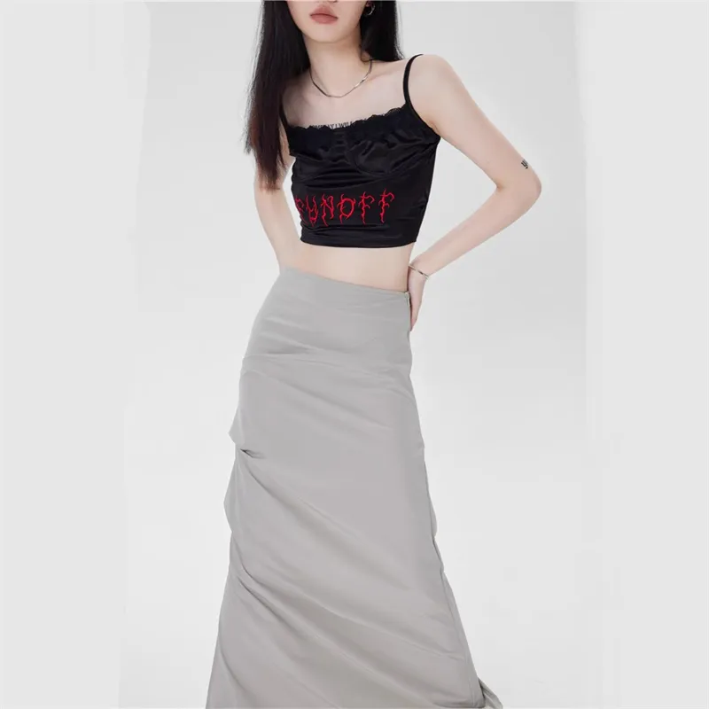 Vine Color Casual Long Skirt Women's-9