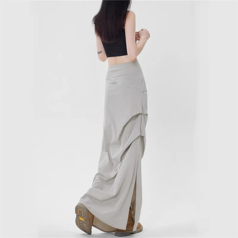 Vine Color Casual Long Skirt Women's-10
