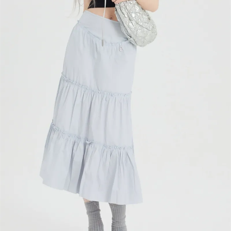 ZAVK Casual Long Skirt Women's Yin Blue-7